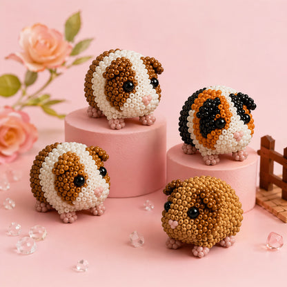 3D DIY Guinea Pig Beaded Animal DIY Kit with Instructions Cute Handmade Bead Art Set Animals Bead Embroidery Kit Creative DIY Decoration Gifts for Beginner