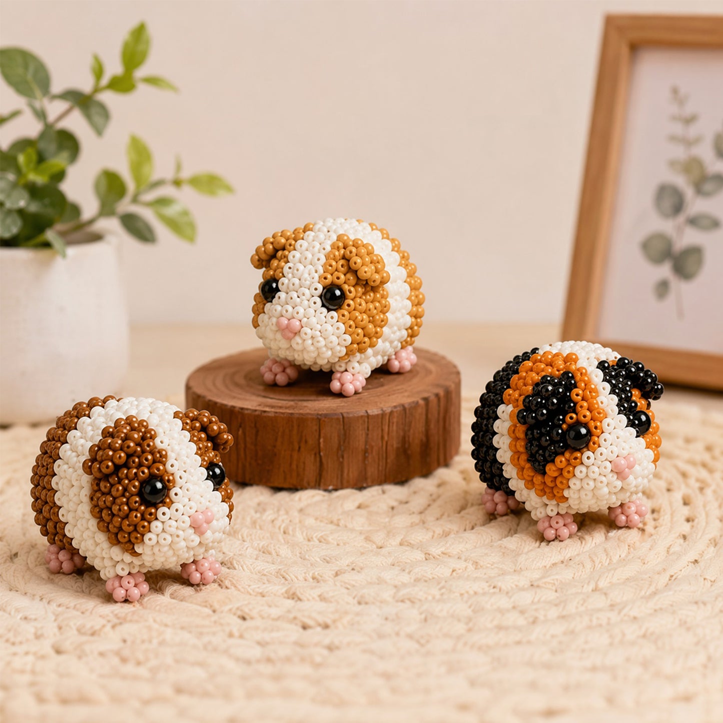 3D DIY Guinea Pig Beaded Animal DIY Kit with Instructions Cute Handmade Bead Art Set Animals Bead Embroidery Kit Creative DIY Decoration Gifts for Beginner