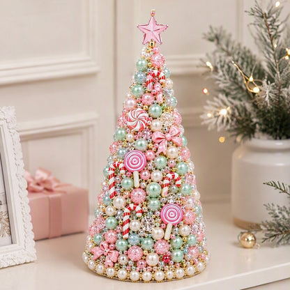 Beaded Xmas Tree DIY Kit 9 Holiday Styles Foam Cone Pearl Includes Beads Pins Charms Instructions Gift Box Holiday Tabletop Decor Set
