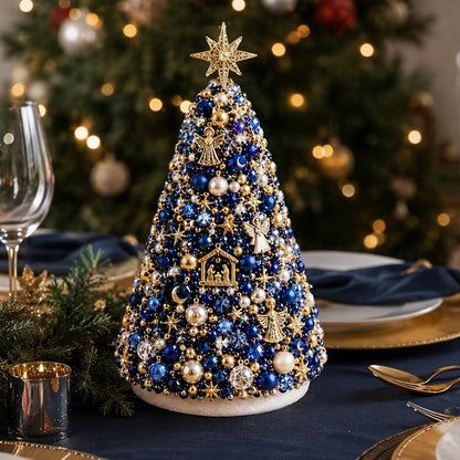 Beaded Xmas Tree DIY Kit 9 Holiday Styles Foam Cone Pearl Includes Beads Pins Charms Instructions Gift Box Holiday Tabletop Decor Set
