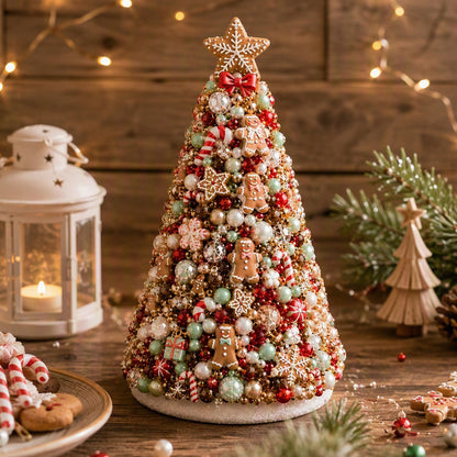 Beaded Xmas Tree DIY Kit 9 Holiday Styles Foam Cone Pearl Includes Beads Pins Charms Instructions Gift Box Holiday Tabletop Decor Set