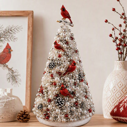 Beaded Xmas Tree DIY Kit 9 Holiday Styles Foam Cone Pearl Includes Beads Pins Charms Instructions Gift Box Holiday Tabletop Decor Set