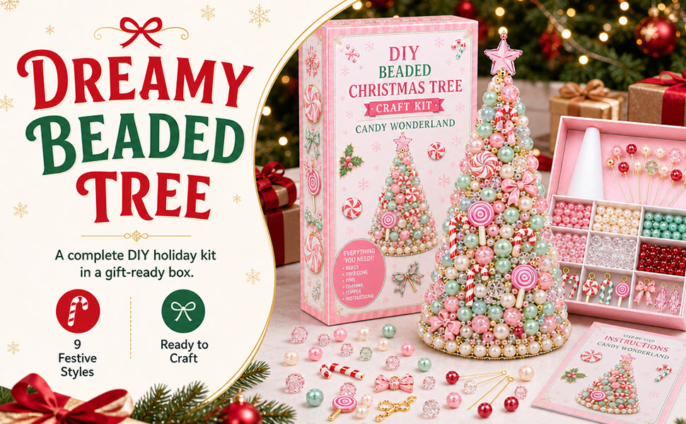 Beaded Christmas Tree DIY Kit Candy Wonderland Tabletop Decor