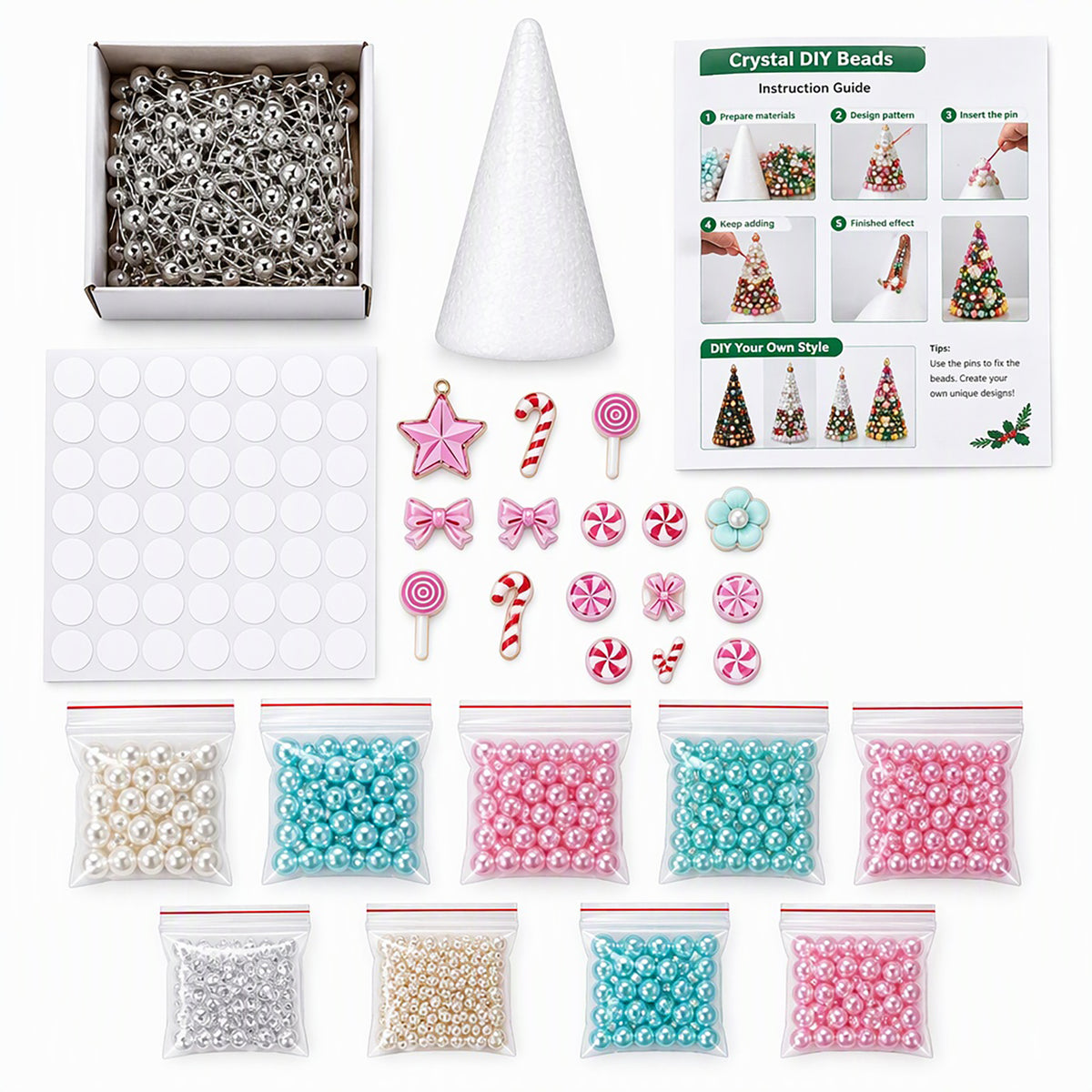Beaded Christmas Tree DIY Kit Candy Wonderland Tabletop Decor