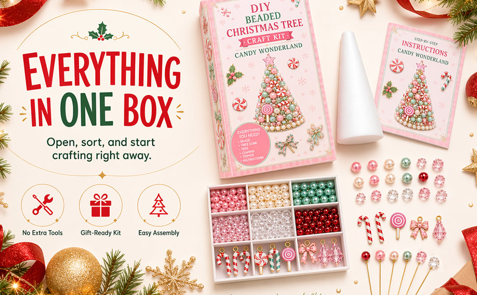 Beaded Christmas Tree DIY Kit Candy Wonderland Tabletop Decor