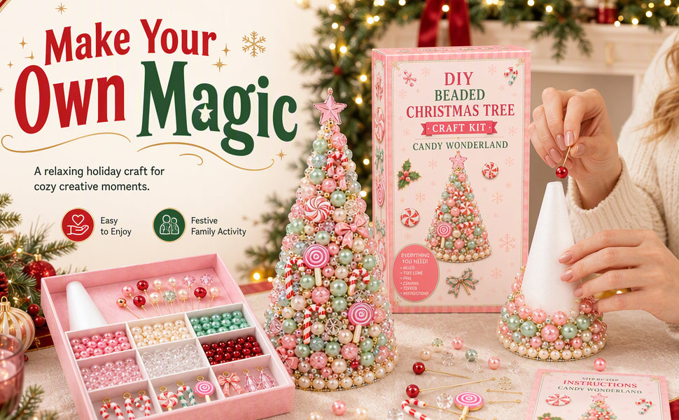 Beaded Christmas Tree DIY Kit Candy Wonderland Tabletop Decor
