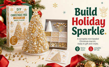 DIY Beaded Christmas Tree Kit Angel Glow Foam Cone with Pins Charms
