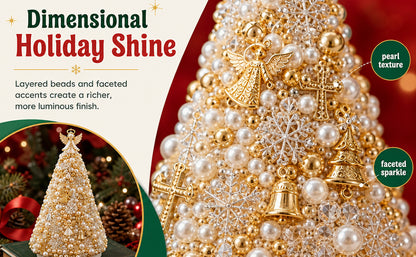 DIY Beaded Christmas Tree Kit Angel Glow Foam Cone with Pins Charms