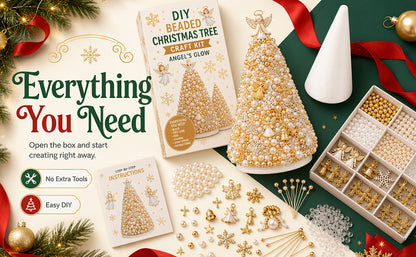 DIY Beaded Christmas Tree Kit Angel Glow Foam Cone with Pins Charms