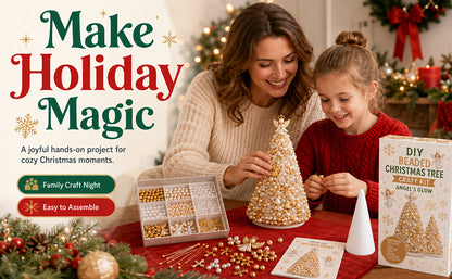DIY Beaded Christmas Tree Kit Angel Glow Foam Cone with Pins Charms
