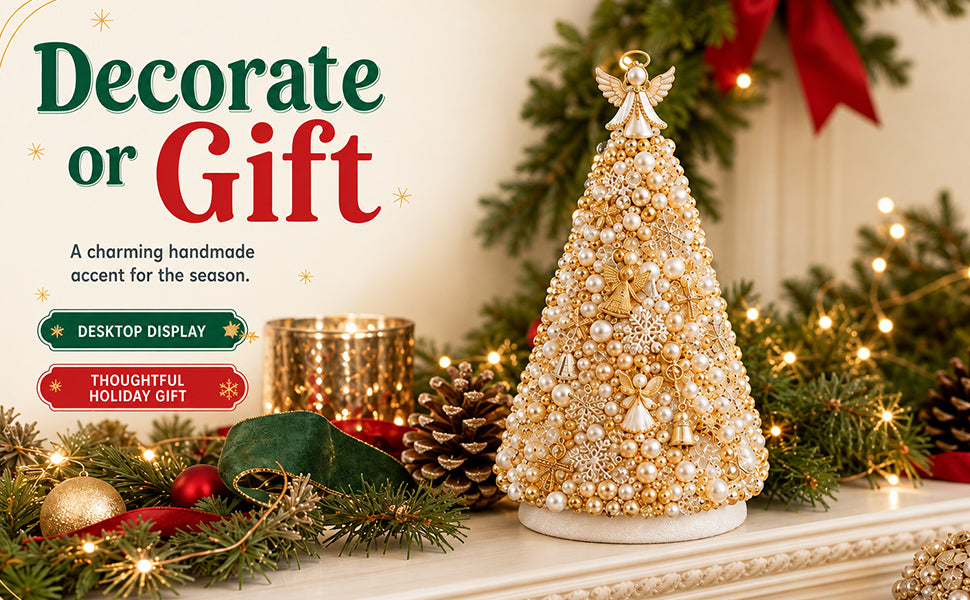DIY Beaded Christmas Tree Kit Angel Glow Foam Cone with Pins Charms
