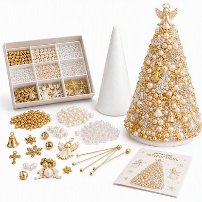 DIY Beaded Christmas Tree Kit Angel Glow Foam Cone with Pins Charms