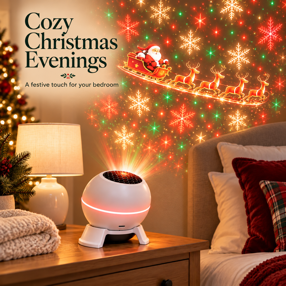 Christmas Projector Light – USB Indoor Holiday Night Light